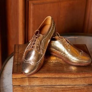 Sezane Gold Oxfords